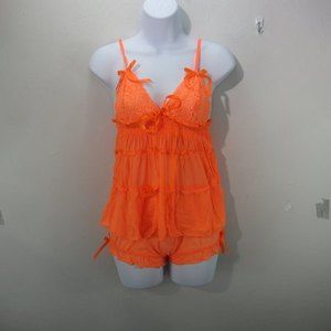 Orange Babydoll With boy shorts bottoms size S